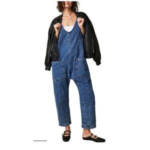 Free People High Roller Jumpsuit in sapphire blue size S